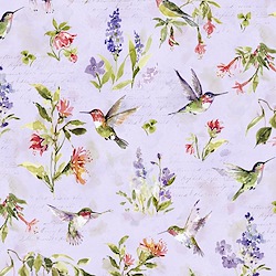 Purple - Hummingbird & Floral All Over